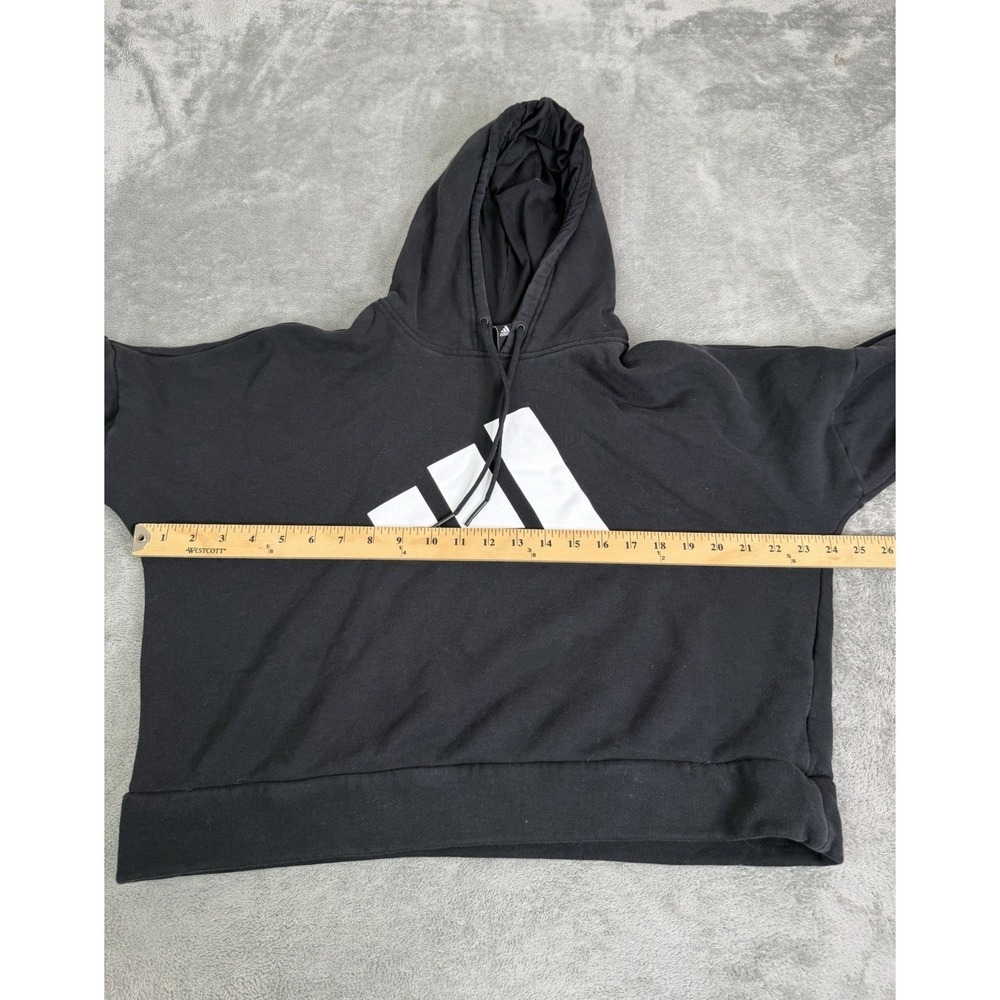 Adidas Essentials Big Logo Cropped Hoodie Women's Size Medium Black - Picture 7 of 10